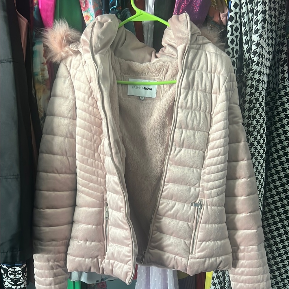 Fashion Nova Pink Puffer Jacket Lightweight Insulated
